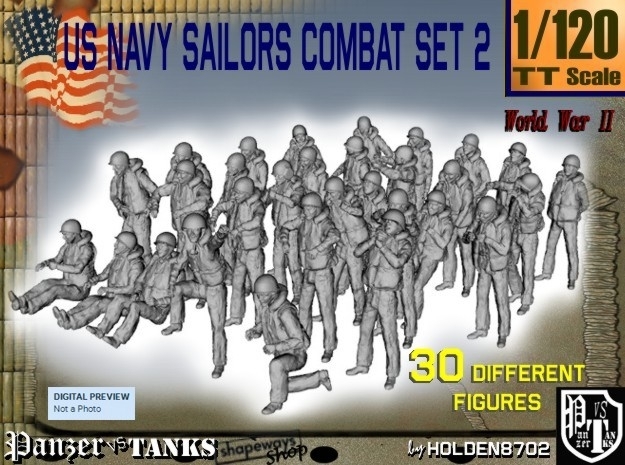 1/120 US Navy Sailors Combat SET 2 in Tan Fine Detail Plastic