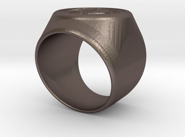 Riga Signet Ring v4 in Polished Bronzed Silver Steel