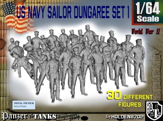 1/64 US Navy Dungaree Set 1 in Tan Fine Detail Plastic