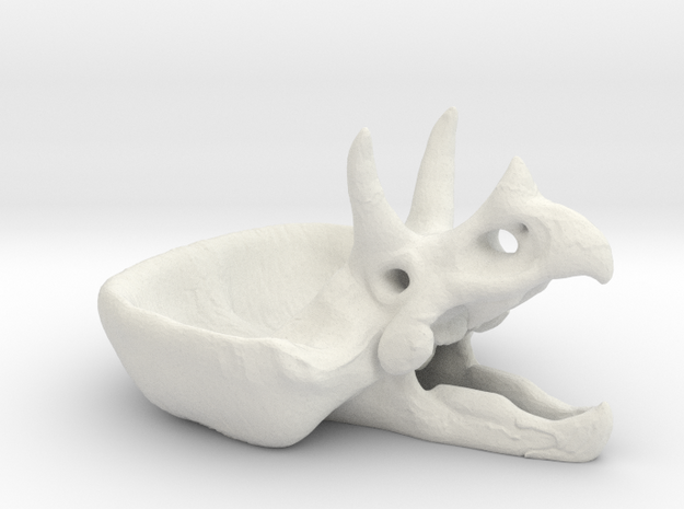 Triceratops Head skull flower pot in White Natural Versatile Plastic