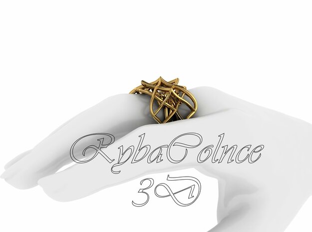 Ring The pattern ll / size 9US (18.9mm) in Polished Brass