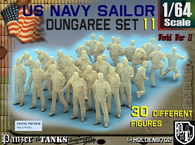 1-64 US Navy Dungaree Set 11 in Tan Fine Detail Plastic