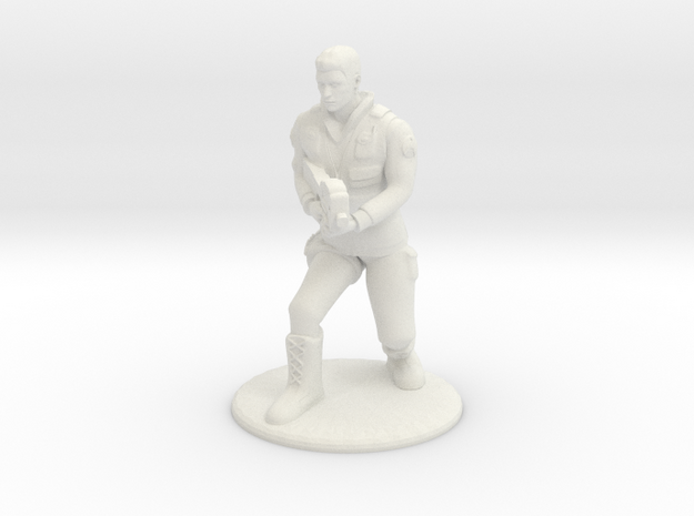 Soldier Crouching With P90- 20 mm in White Natural Versatile Plastic