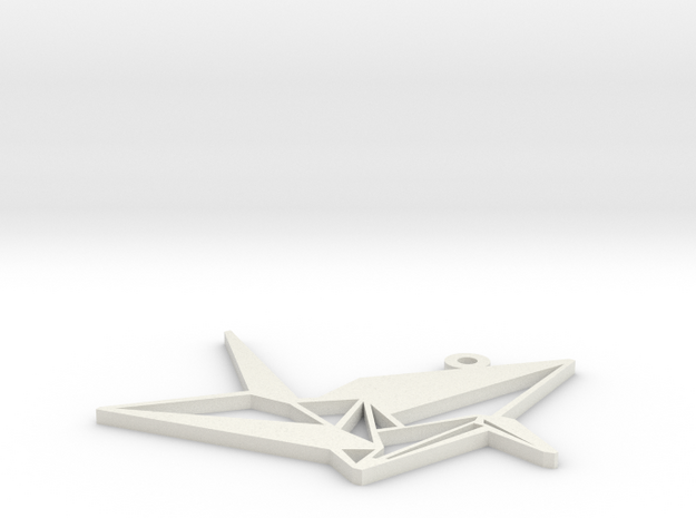 Crane Necklace Ornament in White Natural Versatile Plastic