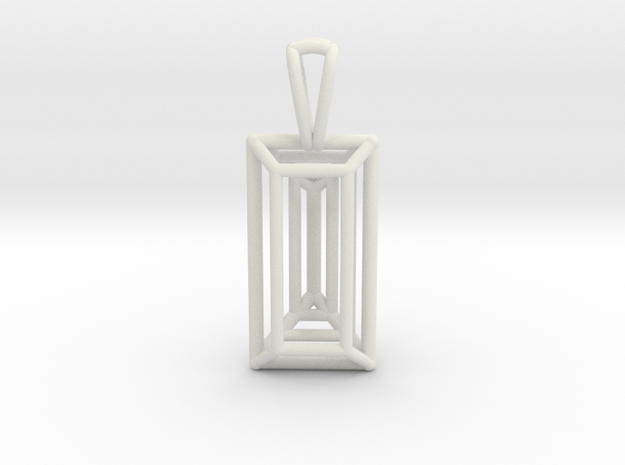 3D Printed Diamond Baugette Cut Pendant (Small) in White Natural Versatile Plastic