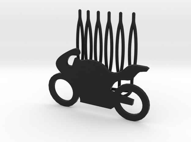 Motorbike decorative hair comb - big size in Black Natural Versatile Plastic