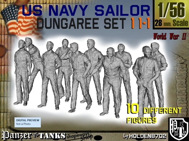 1-56 US Navy Dungaree Set 11-1 in Tan Fine Detail Plastic