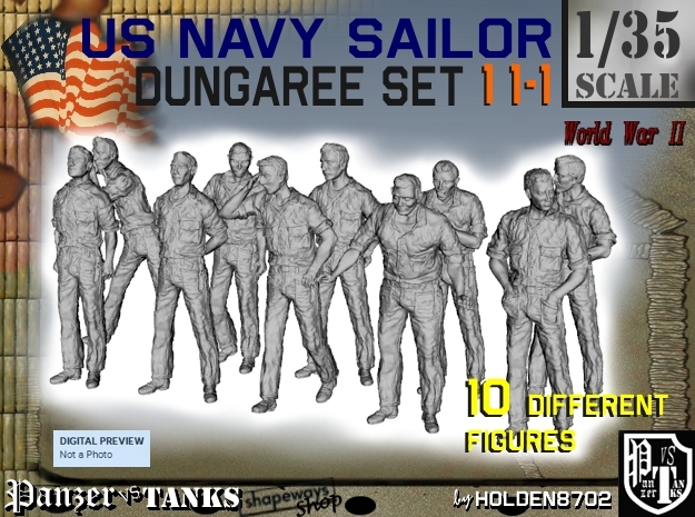 1-35 US Navy Dungaree Set 11-1 in Tan Fine Detail Plastic
