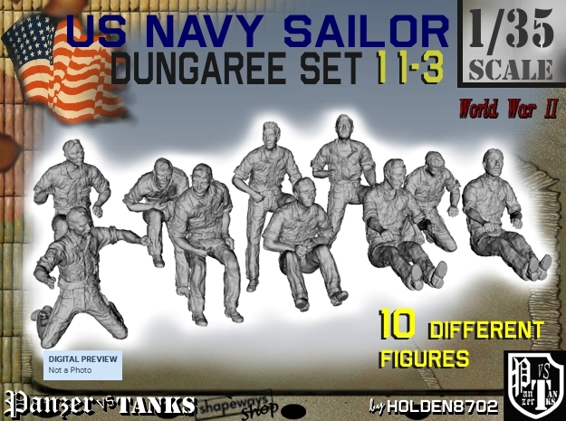 1-35 US Navy Dungaree Set 11-3 in Tan Fine Detail Plastic