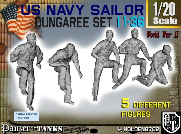 1-20 US Navy Dungaree Set 11-36 in White Natural Versatile Plastic