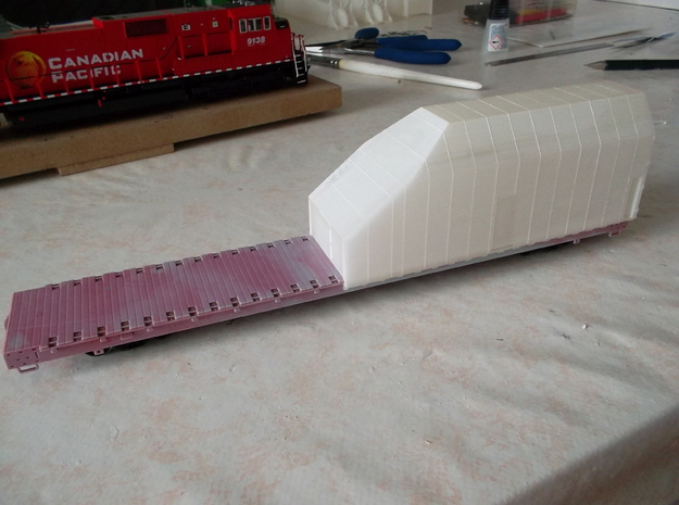 HO 1/87 Boeing fuselage railcar canopy in Tan Fine Detail Plastic