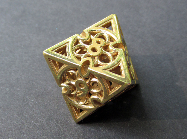 Gothic Rosette d8 in Natural Brass