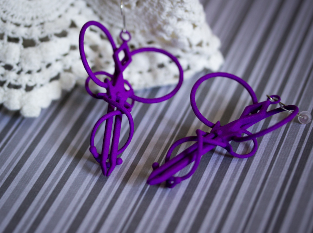 Royal Aura Sword Earrings in Purple Processed Versatile Plastic