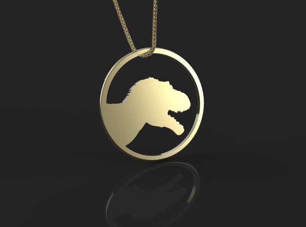  Tyrannosaurus necklace Pendant in 14k Gold Plated Brass