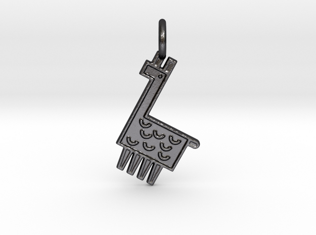 Llama Pendant in Polished and Bronzed Black Steel