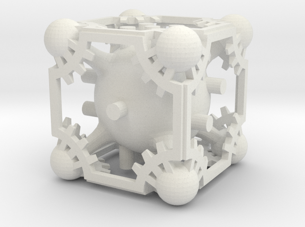 Spheres 'n' Gears D6 in White Natural Versatile Plastic