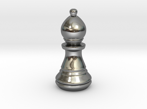 Chess Set Bishop in Polished Silver