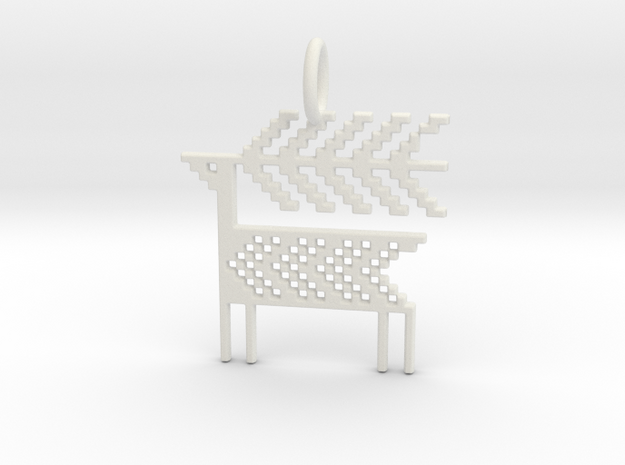 Reindeer Pendant in White Natural Versatile Plastic