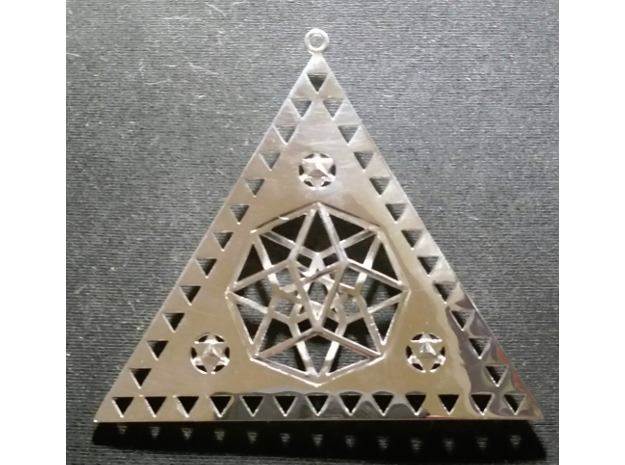 Pleiadian Symbol Pendant 3" in Polished Silver