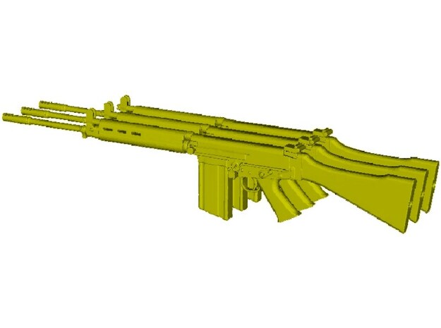 1/16 scale FN FAL Fabrique Nationale rifles x 3 in Tan Fine Detail Plastic