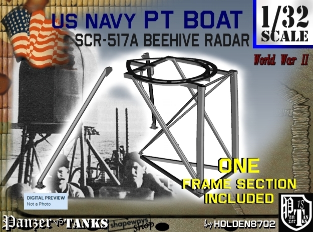 1-32 PT Boat Beehive Radar Frame in Tan Fine Detail Plastic