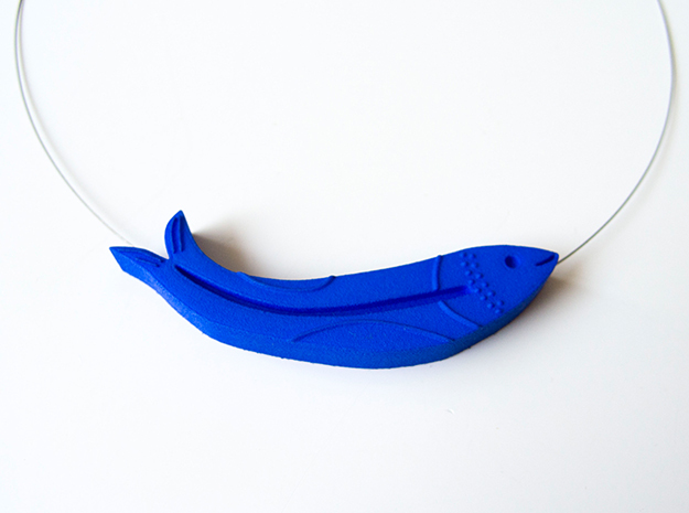 Fish Necklace in Blue Processed Versatile Plastic