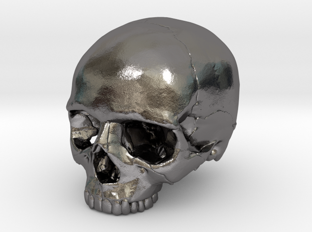 Skull    30mm width in Polished Nickel Steel