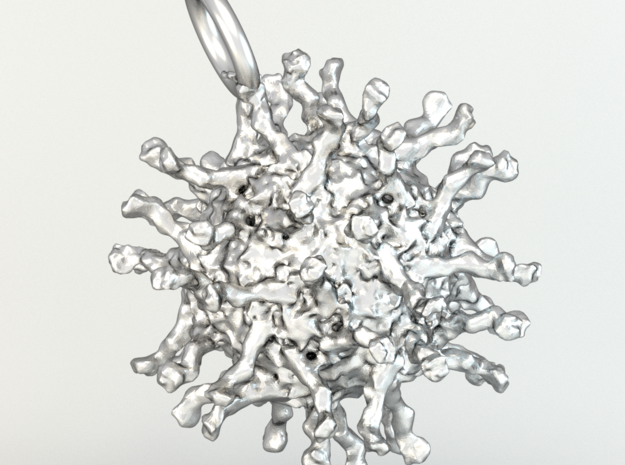 Poliovirus Pendant in Natural Silver