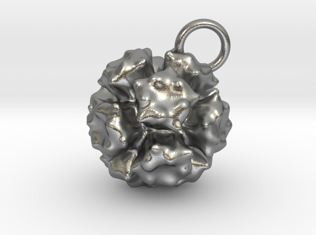 Adenovirus Pendant 20mm diameter in Natural Silver