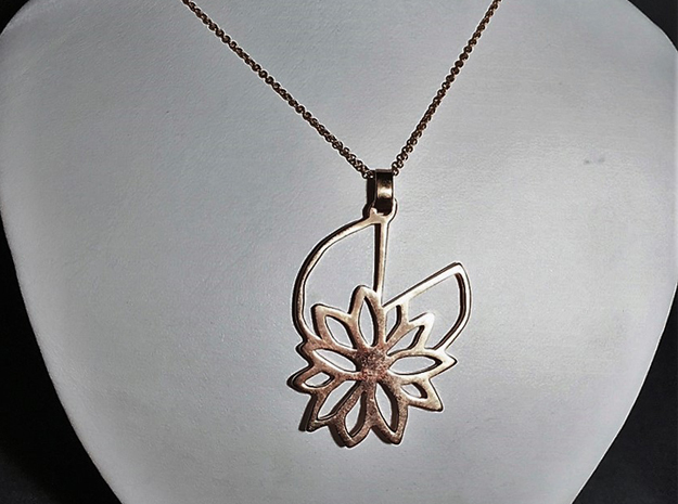 Waterlily Pendant in Polished Bronze