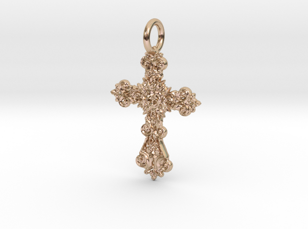 Moma's Cross Pendant in 14k Rose Gold Plated Brass