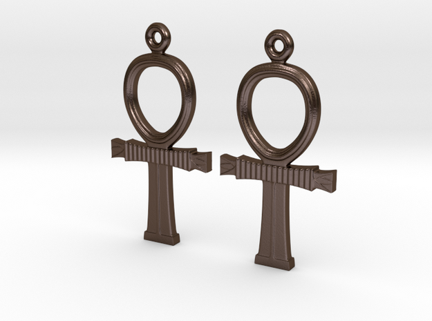Ankh EarRings - Pair - Metal in Polished Bronze Steel