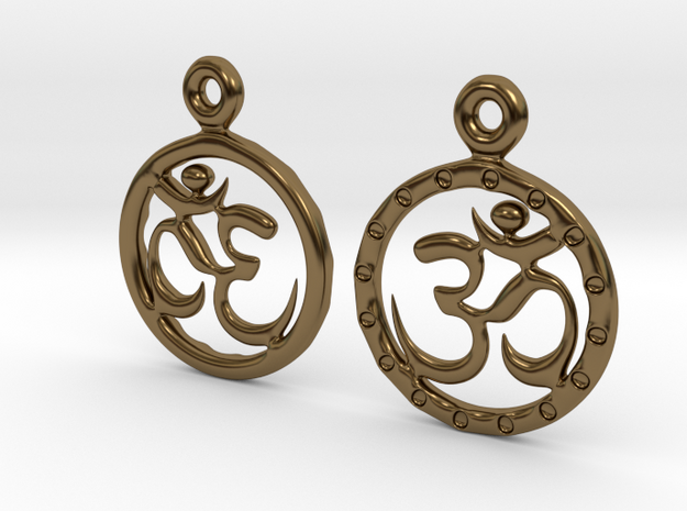Om EarRings - Pair - Metal in Polished Bronze