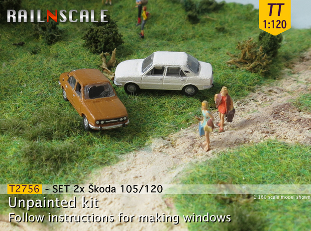 SET 2x Skoda 105/120 (TT 1:120) in Tan Fine Detail Plastic
