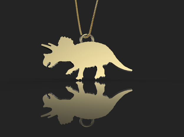 Triceratops necklace Pendant in 14k Gold Plated Brass