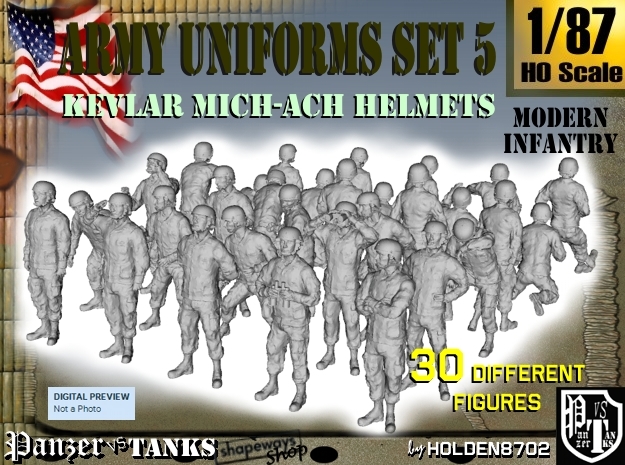 1-87 Army Modern Uniforms Set5 in Tan Fine Detail Plastic
