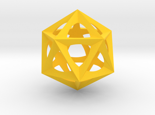 0577 Icosohedron (E, 2.5 cm) in Yellow Processed Versatile Plastic