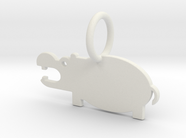 Hippopotamus Keychain in White Natural Versatile Plastic