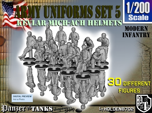 1-200 Army Modern Uniforms Set5 in Clear Ultra Fine Detail Plastic