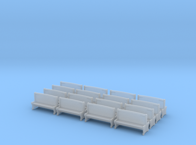 Bench type A - H0 ( 1:87 scale )16 Pcs set  in Tan Fine Detail Plastic