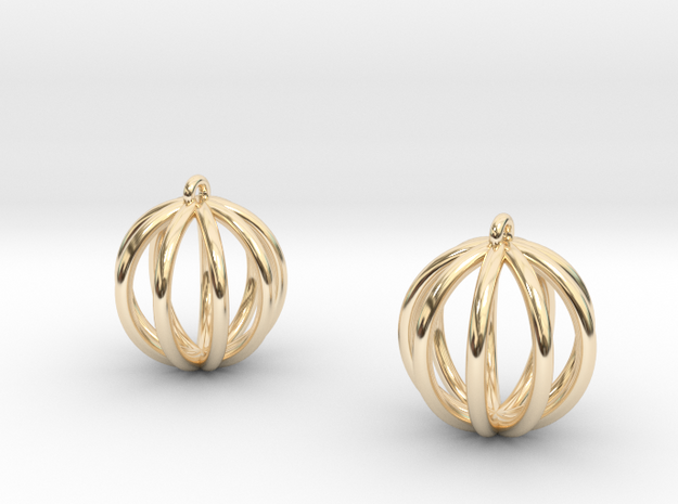 Small globe earrings in 14k Gold Plated Brass