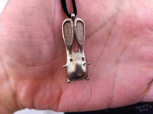Bunny Pendant in Polished Bronzed Silver Steel