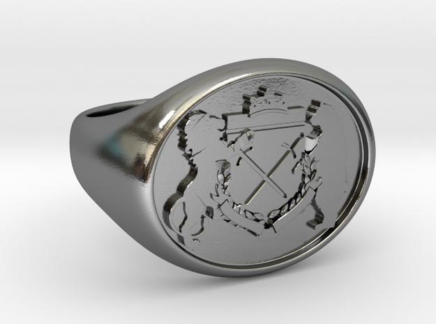 Crest Signet Ring in Polished Silver