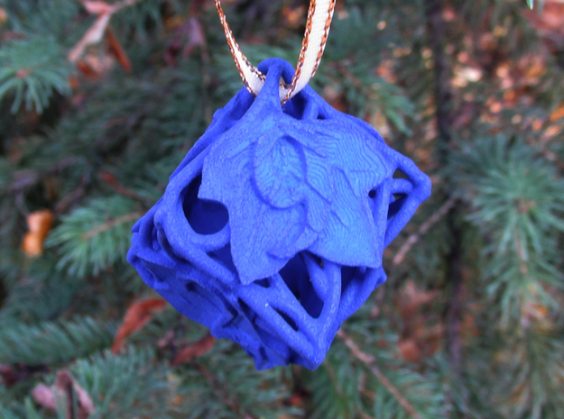 Botanical d6 Ornament in Blue Processed Versatile Plastic