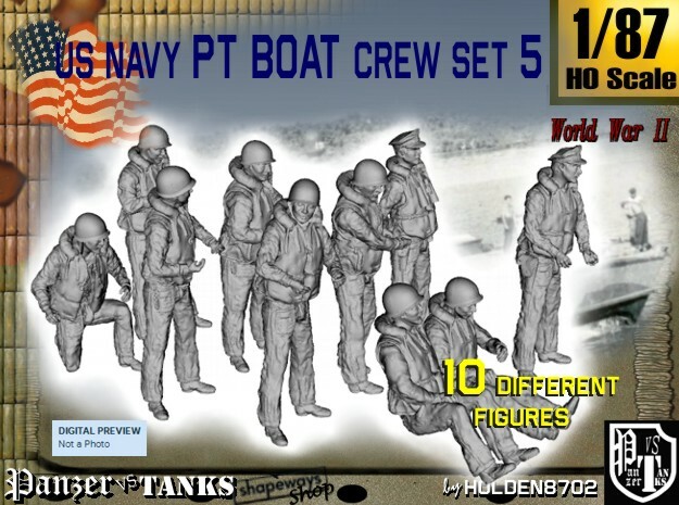1/87 US Navy PT Boat Crew Set5 in Tan Fine Detail Plastic
