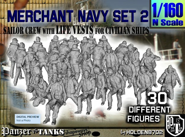1/160 Merchant Navy Crew Set 2 in Clear Ultra Fine Detail Plastic