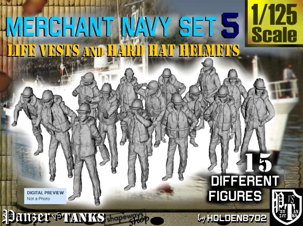 1/125 Merchant Navy Set 5 in Tan Fine Detail Plastic