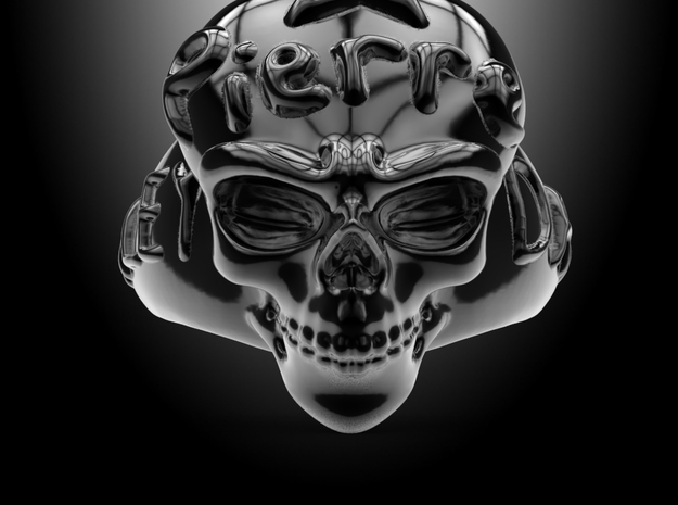 Harley Davidson Skulls Ring With  Sculpting  Your  in Polished Bronzed Silver Steel