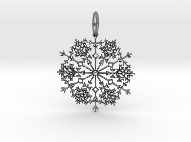 Winter Snowflake Pendant in Natural Silver