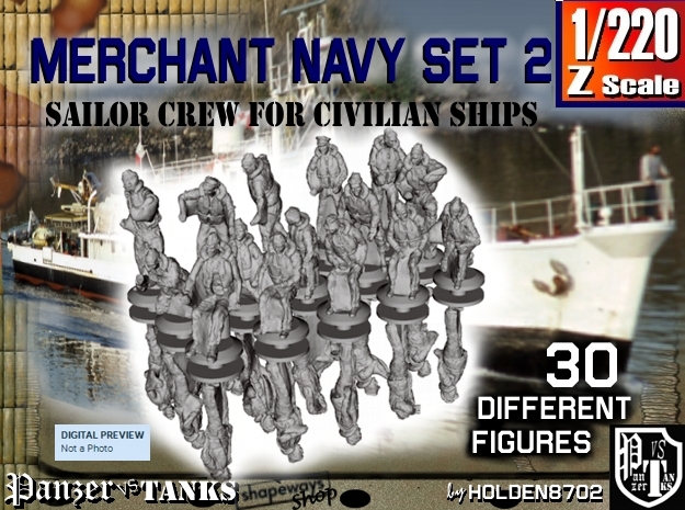 1-220 Merchant Navy Crew Set2 in Clear Ultra Fine Detail Plastic